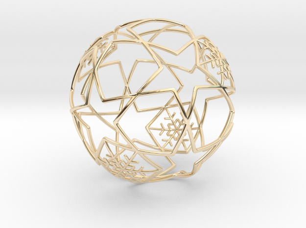 iFTBL Xmas Frozen Stars Ball - Ornament 60mm in 14k Gold Plated Brass