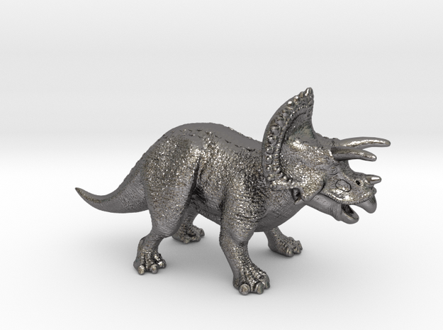 Triceratops Game Piece in Polished Nickel Steel
