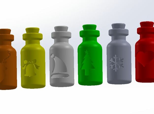 Small Bottle (heart) in White Processed Versatile Plastic