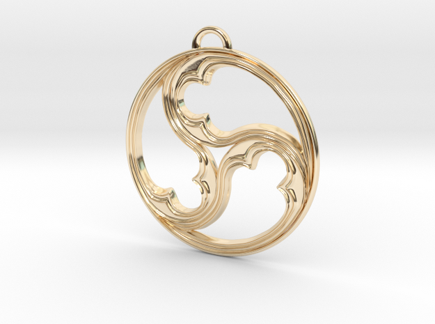 Triskele with rims in 14K Yellow Gold