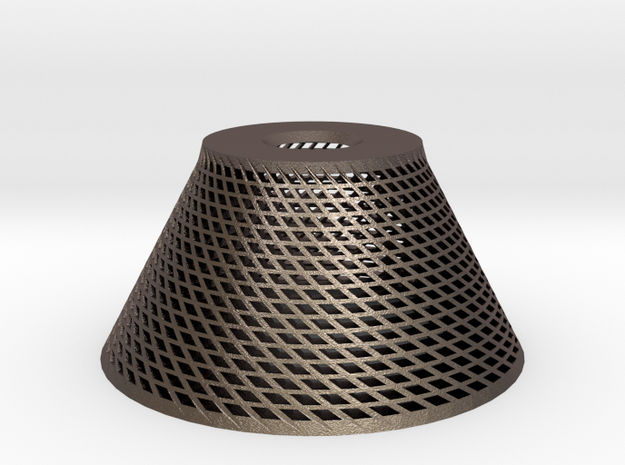 Conical Lampshade in Polished Bronzed Silver Steel