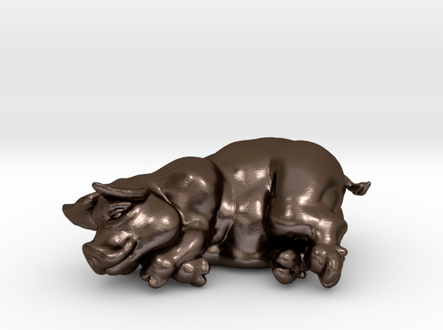 SLEEPING PIG  in Polished Bronze Steel