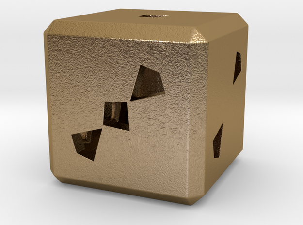 Dice No.3 L (balanced) (3.6cm/1.42in) in Polished Gold Steel