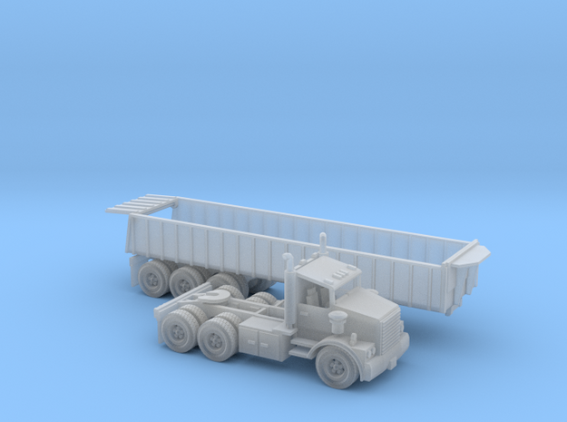 Trash Trailer With Semi N Scale in Smooth Fine Detail Plastic