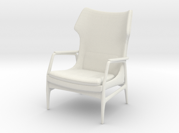 1:24 Mid-Century Lounge Chair in White Natural Versatile Plastic