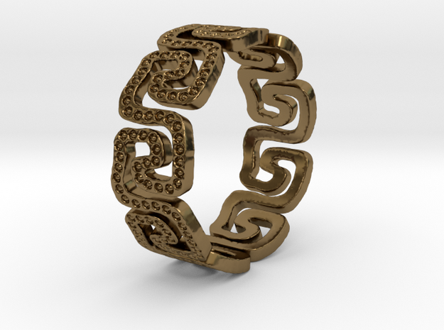 Schlangenmäander BorKlFinger Ring Size 8.5 in Polished Bronze
