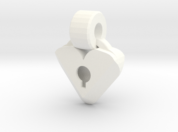 Heart Locket Pendant in White Processed Versatile Plastic