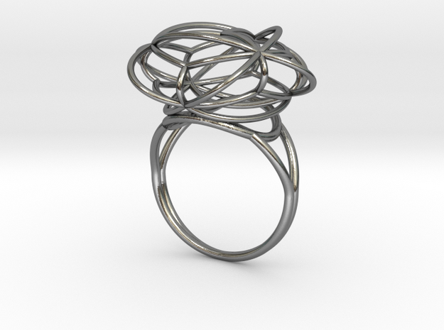 FLOWER OF LIFE Ring Nº2 in Polished Silver