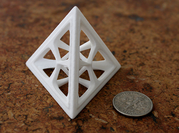 Tetrahedron in White Processed Versatile Plastic: Medium