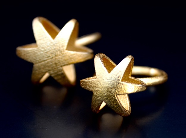 3D MINI STAR GLITZ SPARKLE RING - size 6 in Polished Gold Steel