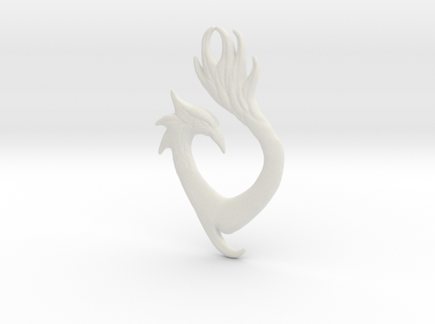 Phoenix Heart Pendant in White Natural Versatile Plastic