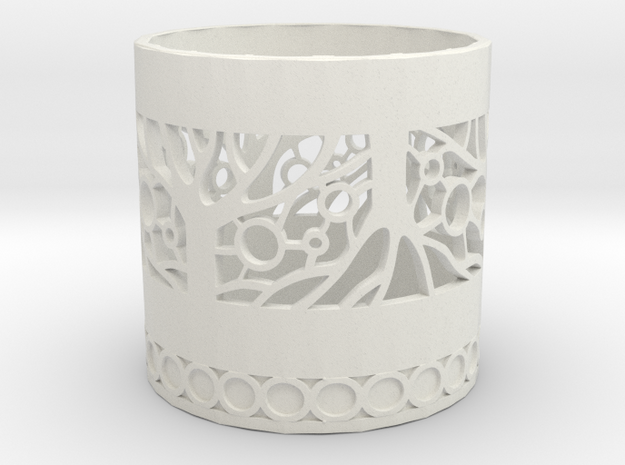 Tree of Life Tealight Holder in White Natural Versatile Plastic