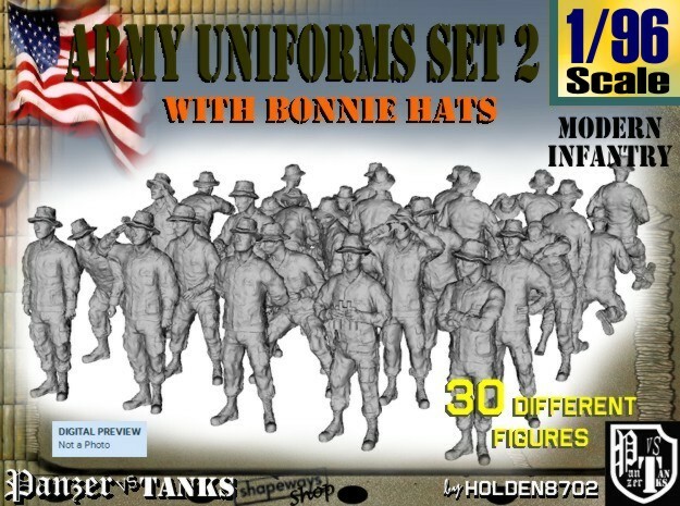 1-96 Army Modern Uniforms Set2 in Tan Fine Detail Plastic