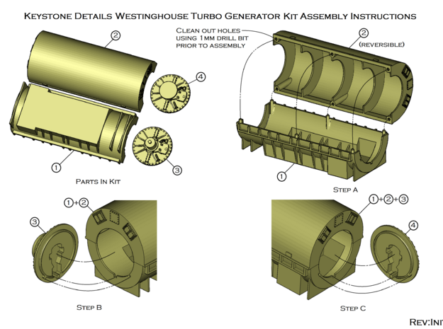 N Scale Westinghouse Turbo Generator in Clear Ultra Fine Detail Plastic