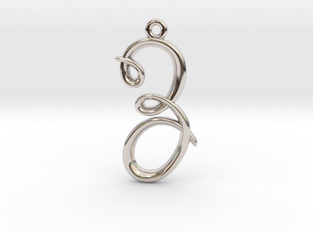 Z Initial Charm in Rhodium Plated Brass