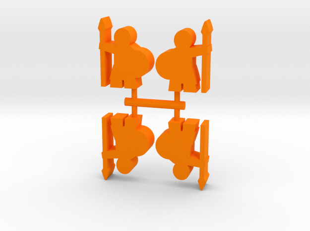 Spearman Meeple, 4-set in Orange Processed Versatile Plastic