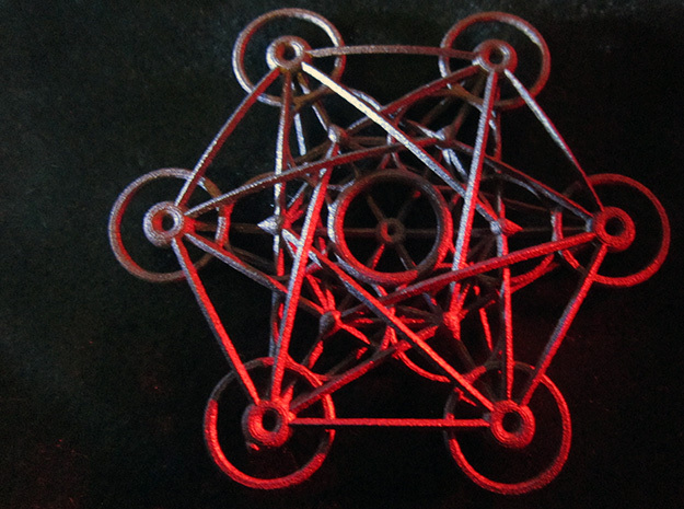 Metatron's Cube - 8cm - wStand in Polished Bronzed Silver Steel
