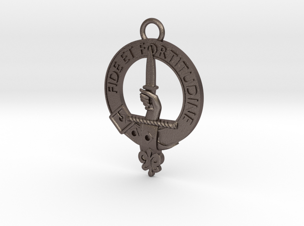 Shaw Clan Crest key fob in Polished Bronzed Silver Steel