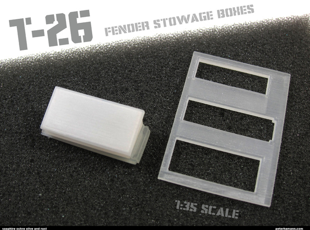 T-26 Fender Stowage Boxes (ONE BOX AND LID) in Tan Fine Detail Plastic