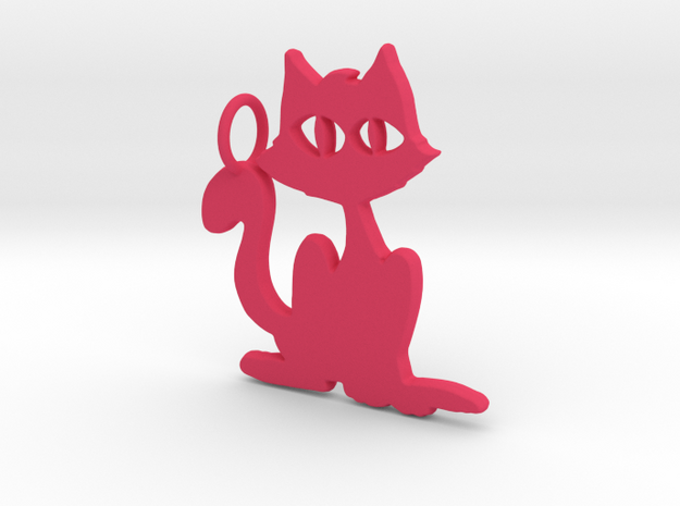 Kitty Pendant in Pink Processed Versatile Plastic