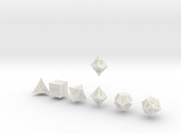 ELDRITCH POINTY Innies dice in White Natural Versatile Plastic