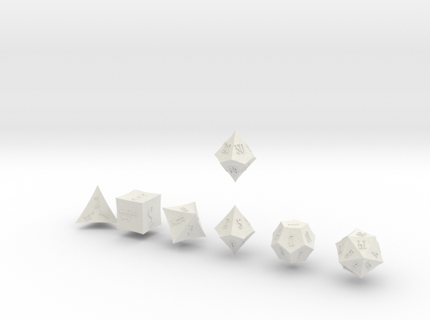 ELDRITCH POINTY Outies dice in White Natural Versatile Plastic