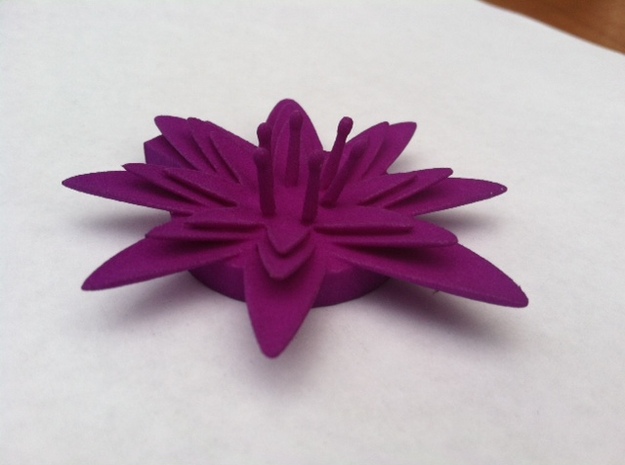 Flat Lily Pad Flower Pendant customizable in White Processed Versatile Plastic