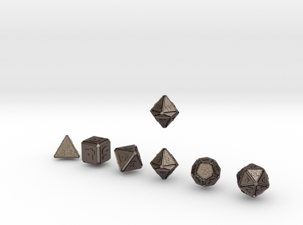 FUTURISTIC outies inverse bevels dice in Polished Bronzed Silver Steel