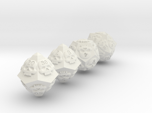 NECRON skull dice v2 d00 d10 d12 d20 in White Natural Versatile Plastic