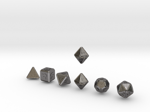 FUTURISTIC Outie Double Bevels dice in Polished Nickel Steel