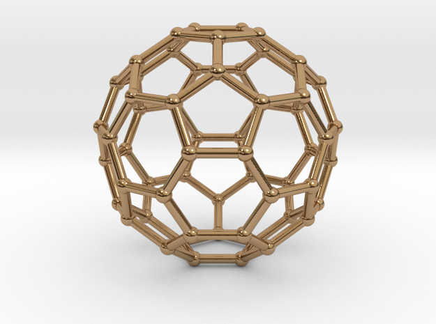0369 Truncated Icosahedron V&E (a=1cm) #002 in Polished Brass