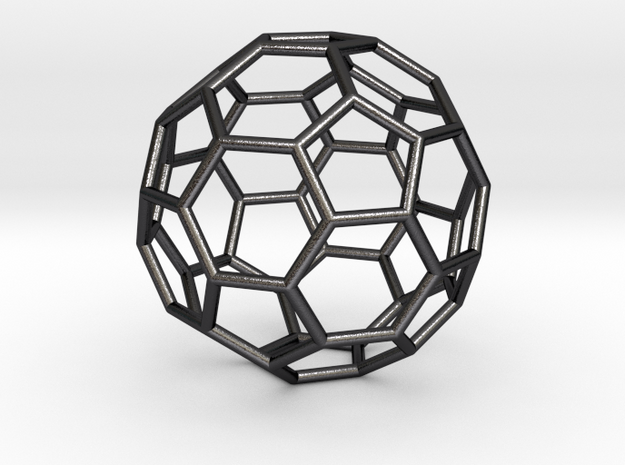 0269 Truncated Icosahedron E (a=1cm) #001 in Polished and Bronzed Black Steel
