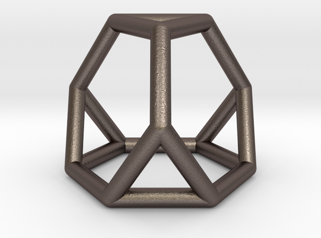 0267 Truncated Tetrahedron E (a=1cm) #001 in Polished Bronzed Silver Steel