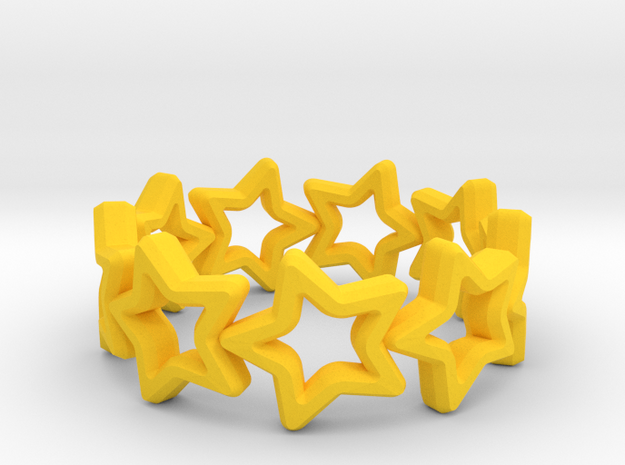 Stars Ring 17 in Yellow Processed Versatile Plastic
