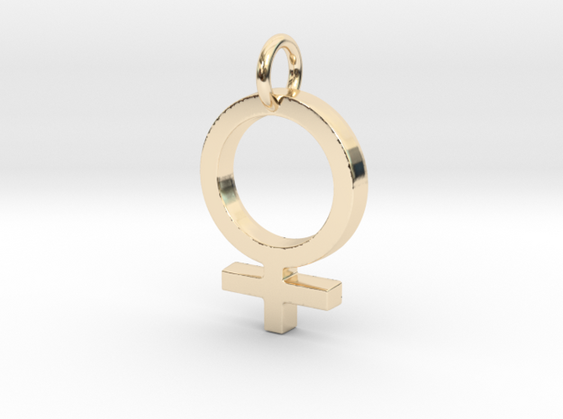 Female Gender Symbol Personalized Monogram Pendant in 14K Yellow Gold