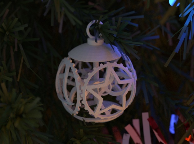 Gear Bauble in White Natural Versatile Plastic