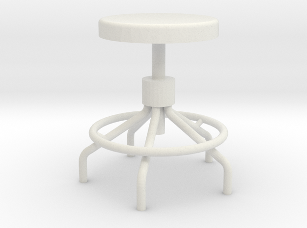 Miniature Sputnick Stool 1:18scale (not full size) in White Natural Versatile Plastic