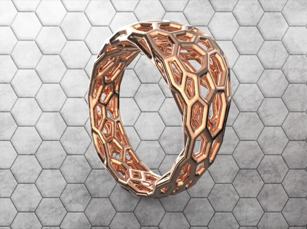 Voronoi ring 1.6cm(interior) in Polished Brass