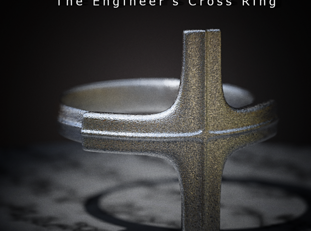 The Engineer's Cross Ring in Polished Bronzed Silver Steel
