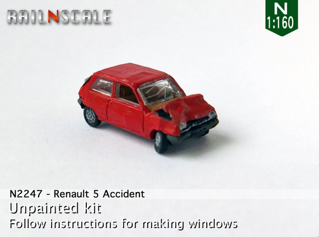 Renault 5 Accident (N 1:160) in Tan Fine Detail Plastic