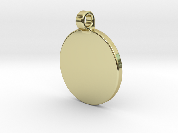 Your embossed pendant, round, 25mm. in 18k Gold Plated Brass