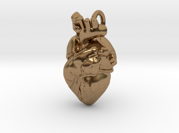 Bigger Anatomical Heart pendant in Natural Brass
