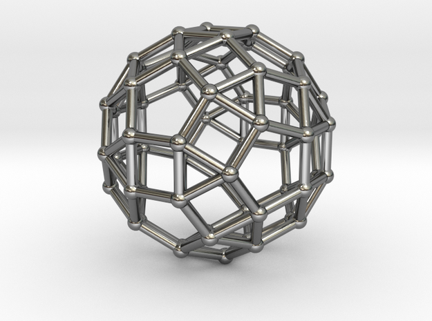 0391 Small Rhombicosidodecahedron V&E (a=1cm) #002 in Fine Detail Polished Silver