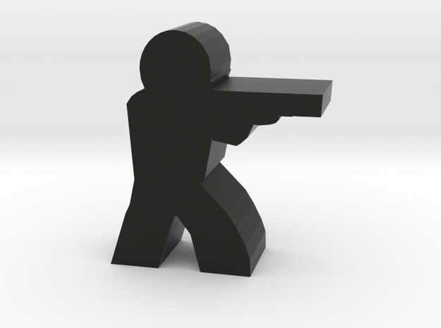 Game Piece, Character with Shotgun, Aiming in Black Natural Versatile Plastic