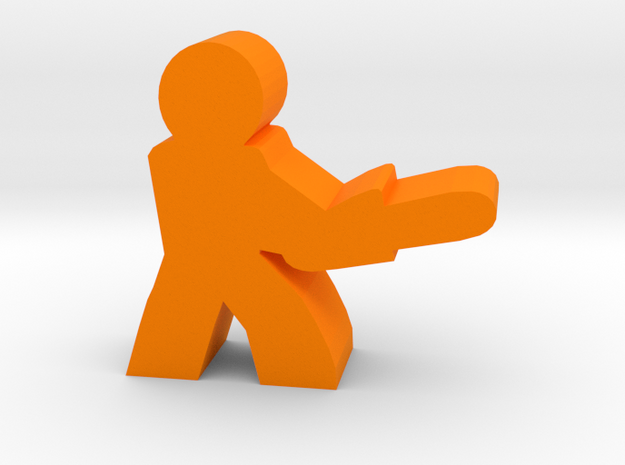 Game Piece, Character with Chainsaw in Orange Processed Versatile Plastic