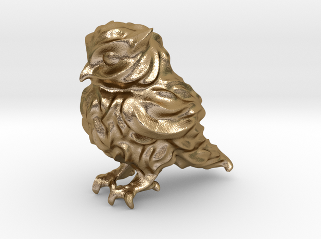 Owl Etta Gold Steel 6cm - Hollow 3mm in Polished Gold Steel