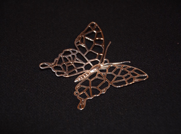Butterfly Voroni Pendant in Polished Silver