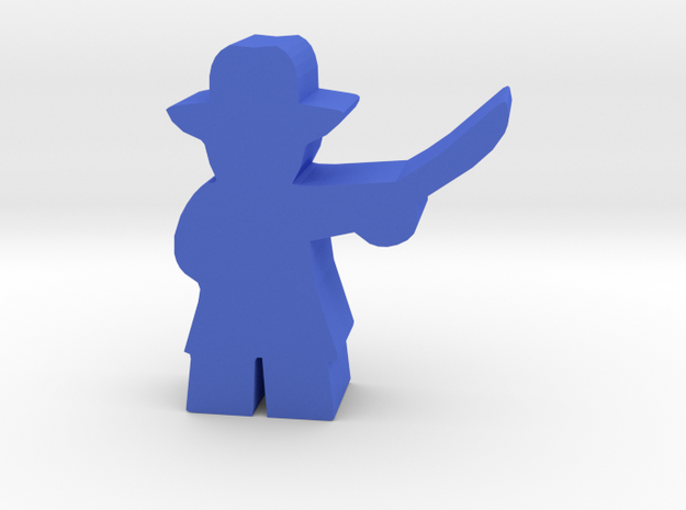 Game Piece, Civil War Officer, brimmed hat, sword in Blue Processed Versatile Plastic