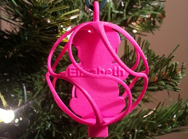 Teddy Bear Ornament - Custom in Pink Processed Versatile Plastic