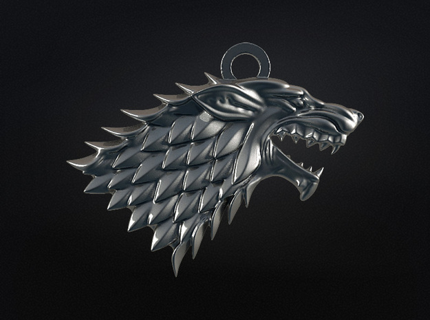 Game Of Thrones - Stark - v2 in Polished Bronzed Silver Steel